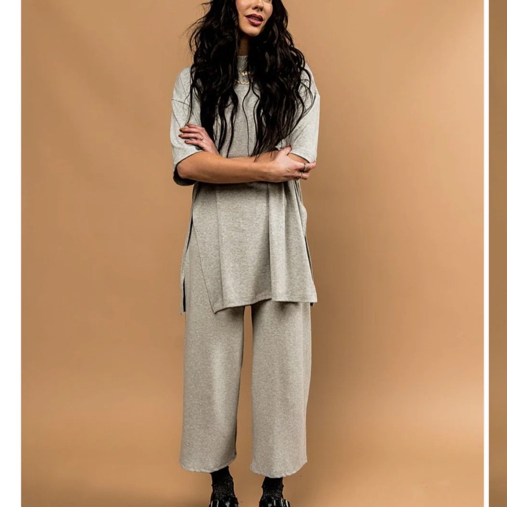 Dressed in LALA Gray Ribbed Playsuit